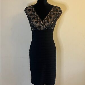 Adrianna Papell Elegant Black and Tan Dress